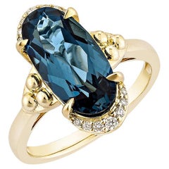 Sunita Nahata London Blue Topaz 4.00ct. Fancy Ring in 14KYG with Diamond.