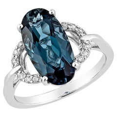 Sunita Nahata London Blue Topaz 4.18ct. Fancy Ring in 14KWG with Diamond.