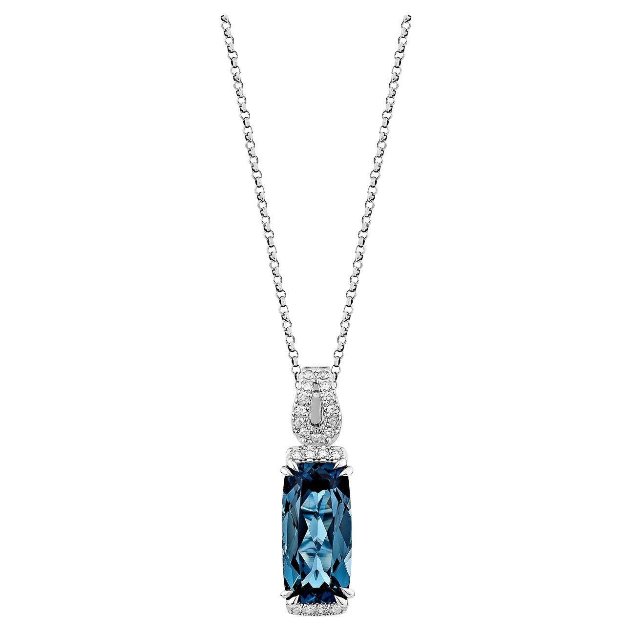 Sunita Nahata London Blue Topaz 4.71ct. Ciondolo in 14KWG con diamante Whiting.