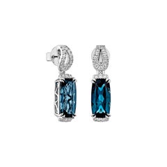 Sunita Nahata London Blue Topaz 5.22ct. Drop Earring in 14KWG with Diamond.