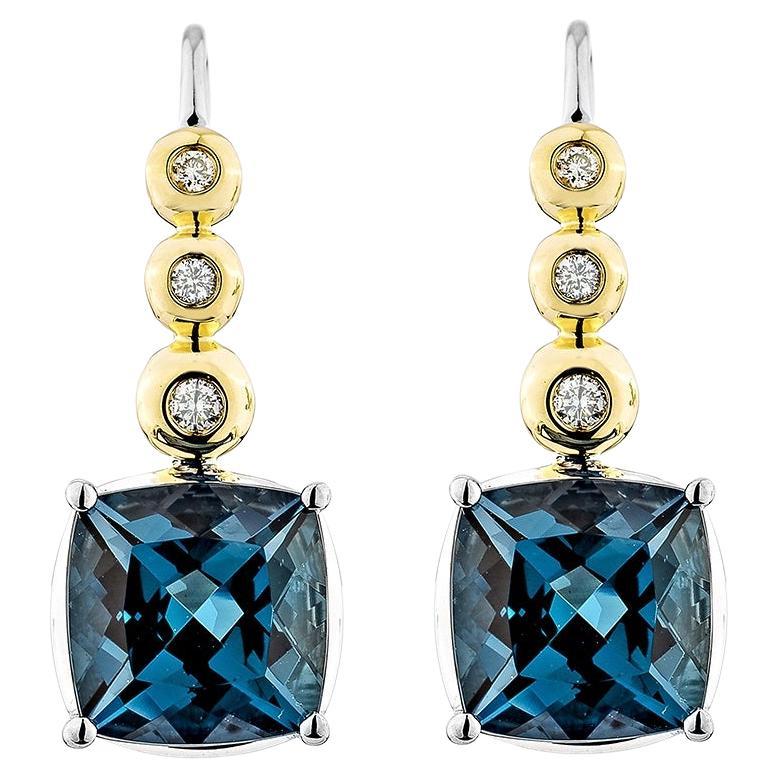 Sunita Nahata London Blue Topaz 5.41ct. Drop Earring in 14KWYG with Diamond.