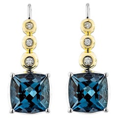 Sunita Nahata London Blue Topaz 5.41ct. Drop Earring in 14KWYG with Diamond.