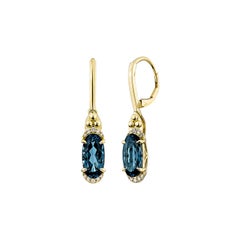 Sunita Nahata London Blue Topaz 5.42ct. Drop Earring in 14KYG with Diamond.