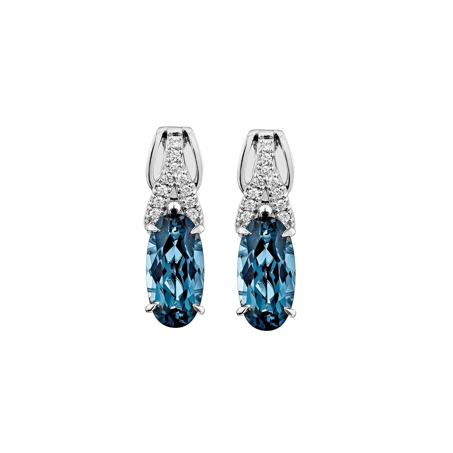 Contemporary Sunita Nahata London Blue Topaz 5.47ct. Drop Earring in 14KWG with Diamond. For Sale