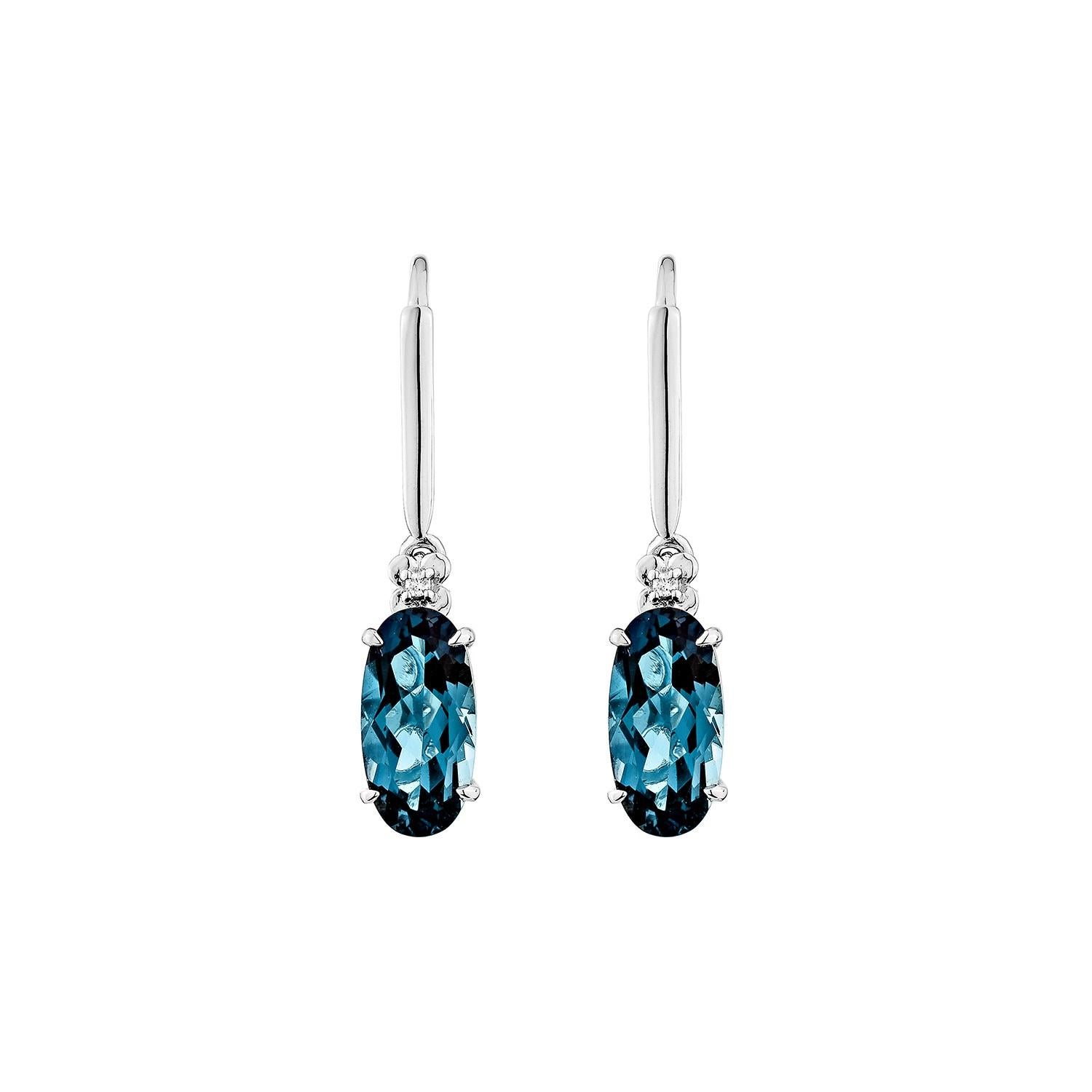 Sunita Nahata Topacio azul de Londres 5.63 ct. Pendientes de Gota en 14KWG con Diamante. Contemporáneo en venta