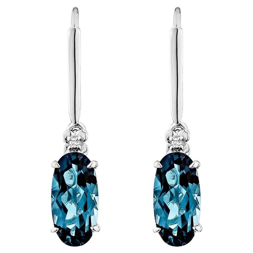 Sunita Nahata London Blue Topaz 5.63ct. Orecchini a goccia in 14KWG con diamante.