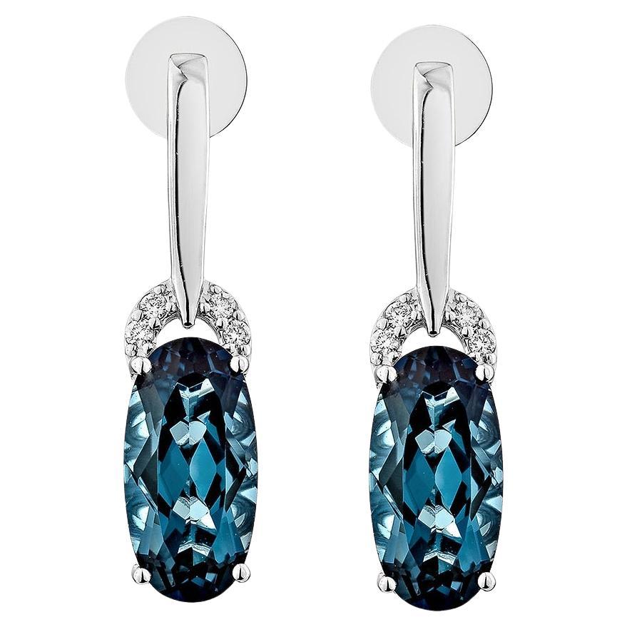 Sunita Nahata London Blue Topaz 5.63ct. Orecchini a goccia in 14KWG con diamante.