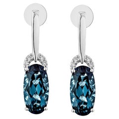 Sunita Nahata London Blue Topaz 5.63ct. Drop Earrings in 14KWG with Diamond.