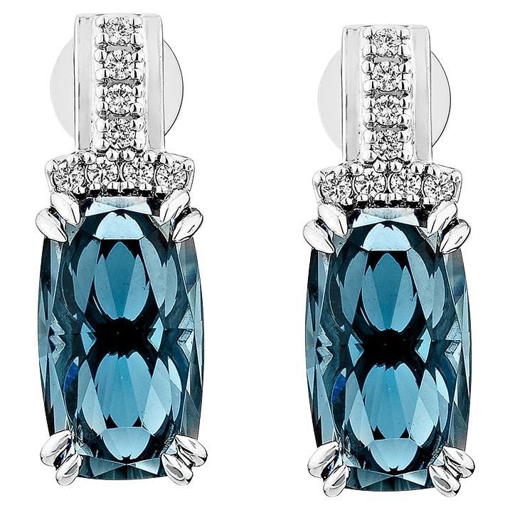 Sunita Nahata London Blue Topaz 6.04ct. Orecchino a goccia in 14KWG con diamante.
