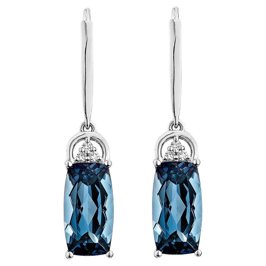 Sunita Nahata London Blue Topaz 8.52ct. Orecchino a goccia in 14KWG con diamante.