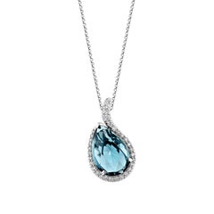 Sunita Nahata London Blue Topaz 8.93ct. Pendant in 14KWG with White Diamond.