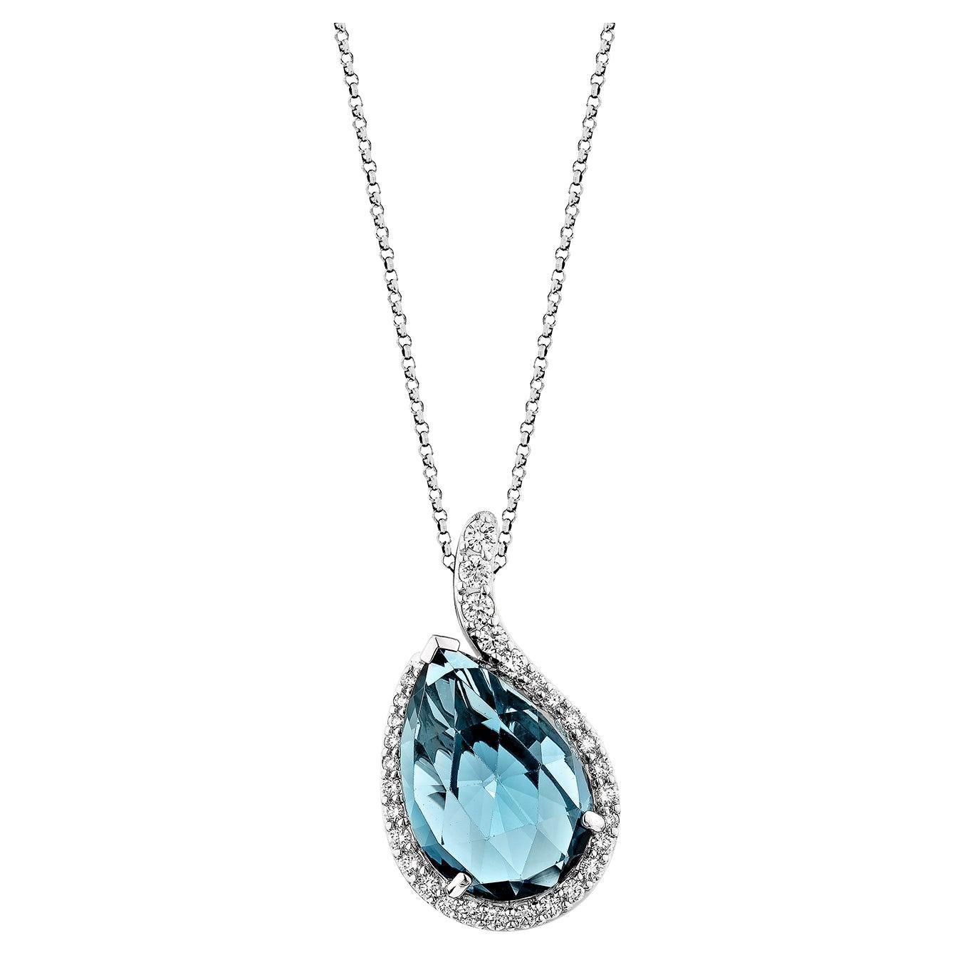 Sunita Nahata London Blue Topaz 8.93ct. Ciondolo in 14KWG con diamante Whiting.