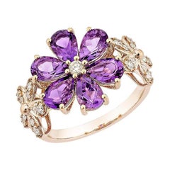 Sunita Nahata Medium & Dark Amethyst 2.16ct. Fancy Ring in 14KRG with Diamond.