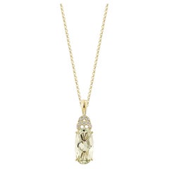 Sunita Nahata Mint Quartz 3.12ct. Pendant in 14Karat Yellow Gold with Diamond
