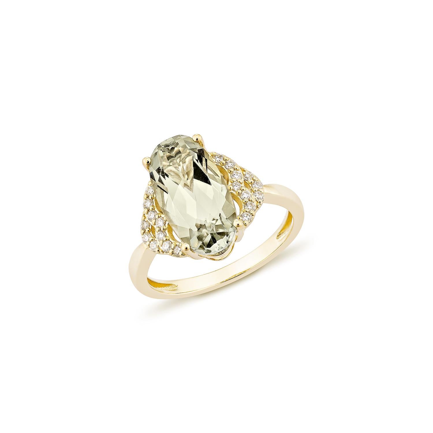 Contemporaneo Quarzo menta Sunita Nahata 3.13ct. Anello fantasia in 14KYG con diamante. in vendita