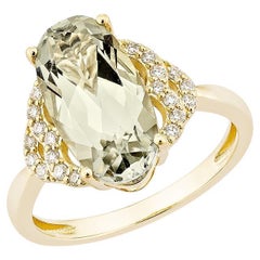 Quarzo menta Sunita Nahata 3.13ct. Anello fantasia in 14KYG con diamante.