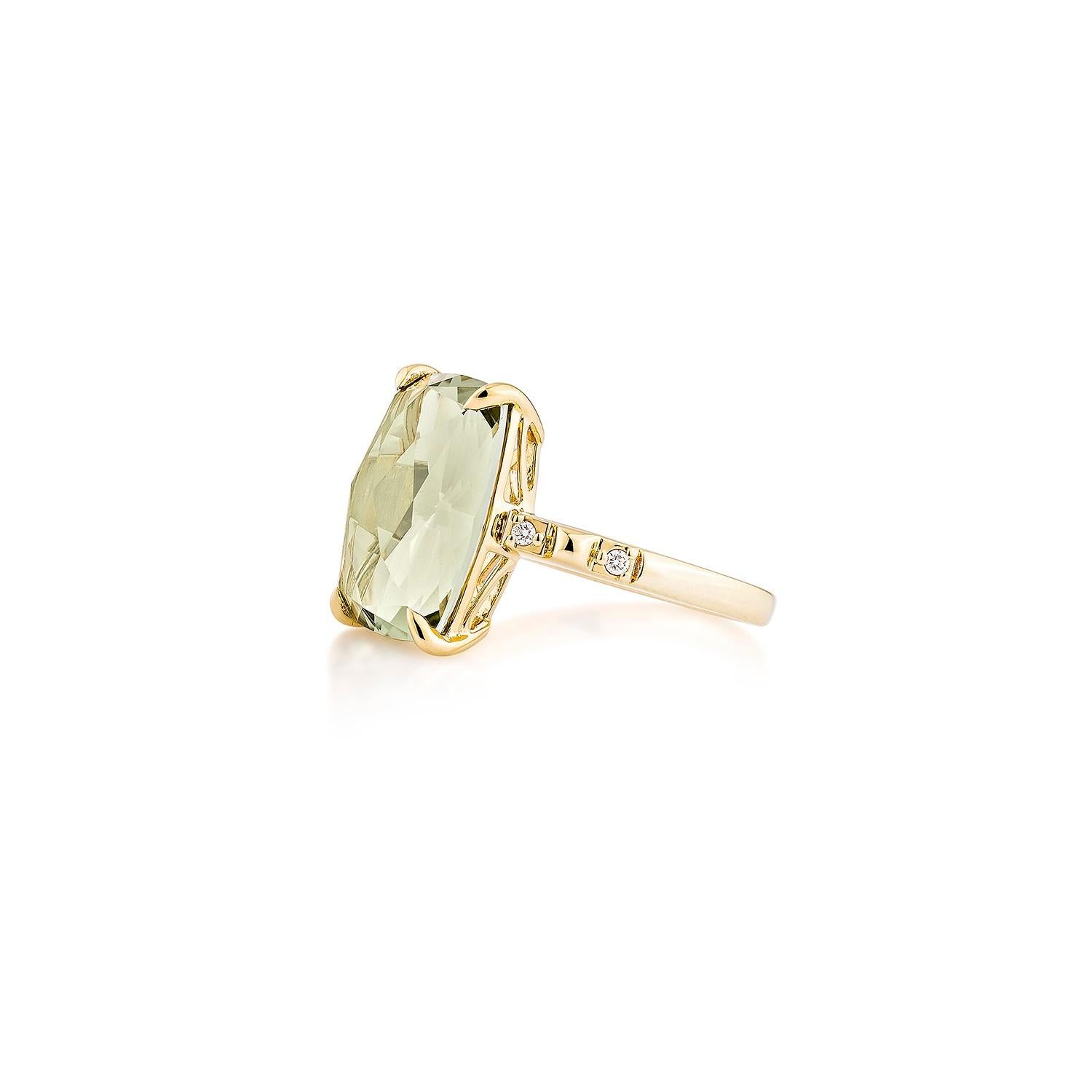 Sunita Nahata Mintquarz 4.08ct. Fancy Ring in 14KYG mit Diamant. (Kissenschliff) im Angebot