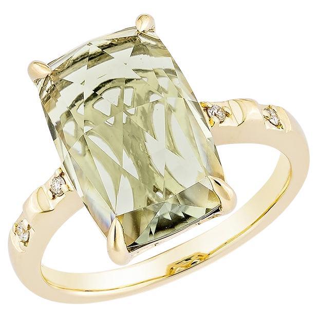 Sunita Nahata Mintquarz 4.08ct. Fancy Ring in 14KYG mit Diamant.