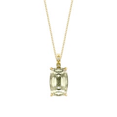 Sunita Nahata Mint Quartz 4.09ct. Pendant in 14Karat Yellow Gold with Diamond
