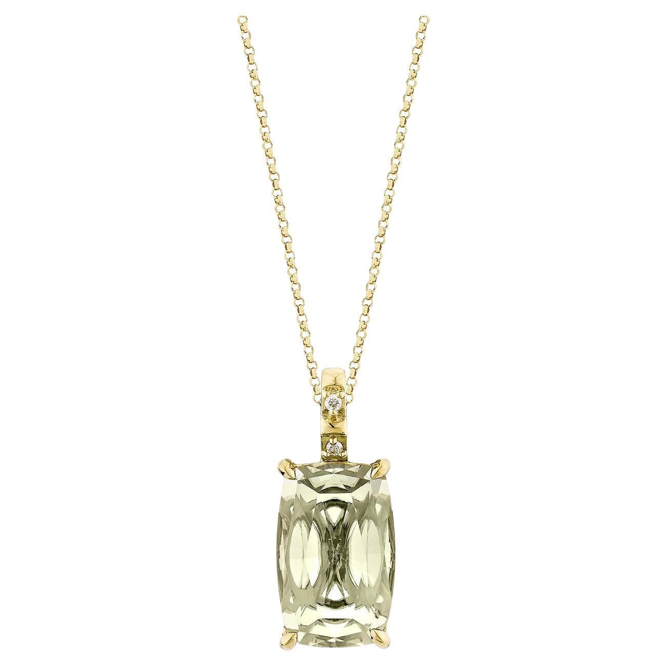 Sunita Nahata Quartz menthe 4.09 carats. Pendentif en or jaune 14 carats avec diamant en vente