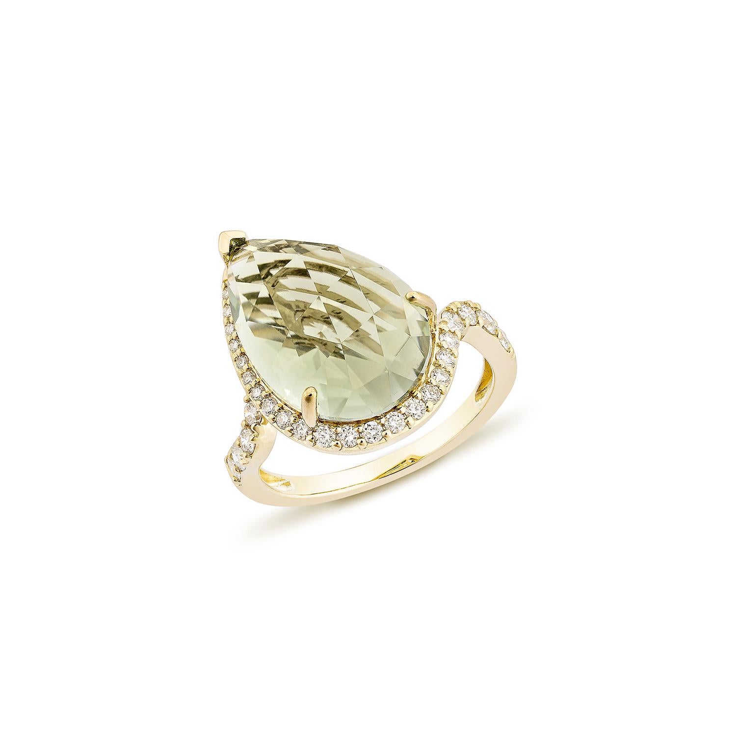 Contemporaneo Quarzo menta Sunita Nahata 6.70ct. Anello fantasia in 14KYG con diamante. in vendita