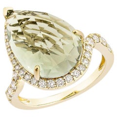 Sunita Nahata Mint Quartz 6.70ct. Fancy Ring in 14KYG with Diamond.