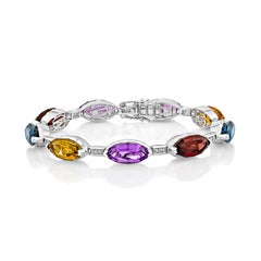 Sunita Nahata Mix Gemstones 20.60ct. Bangle in 18KWG with Diamond