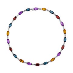 Sunita Nahata Mix Gemstones 49.79ct. Necklace in 18KWG with Diamond