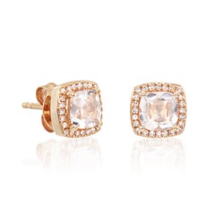 Sunita Nahata Morganite 1.05ct. Stud Earrings in 14KRG with Diamond.