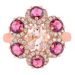 Sunita Nahata Morganit 1.10ct. Fancy Ring aus 18KRG Rhodolith und Diamant.