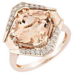 Sunita Nahata Morganita 4.90ct. Anillo de fantasía en 14KRG con diamante.