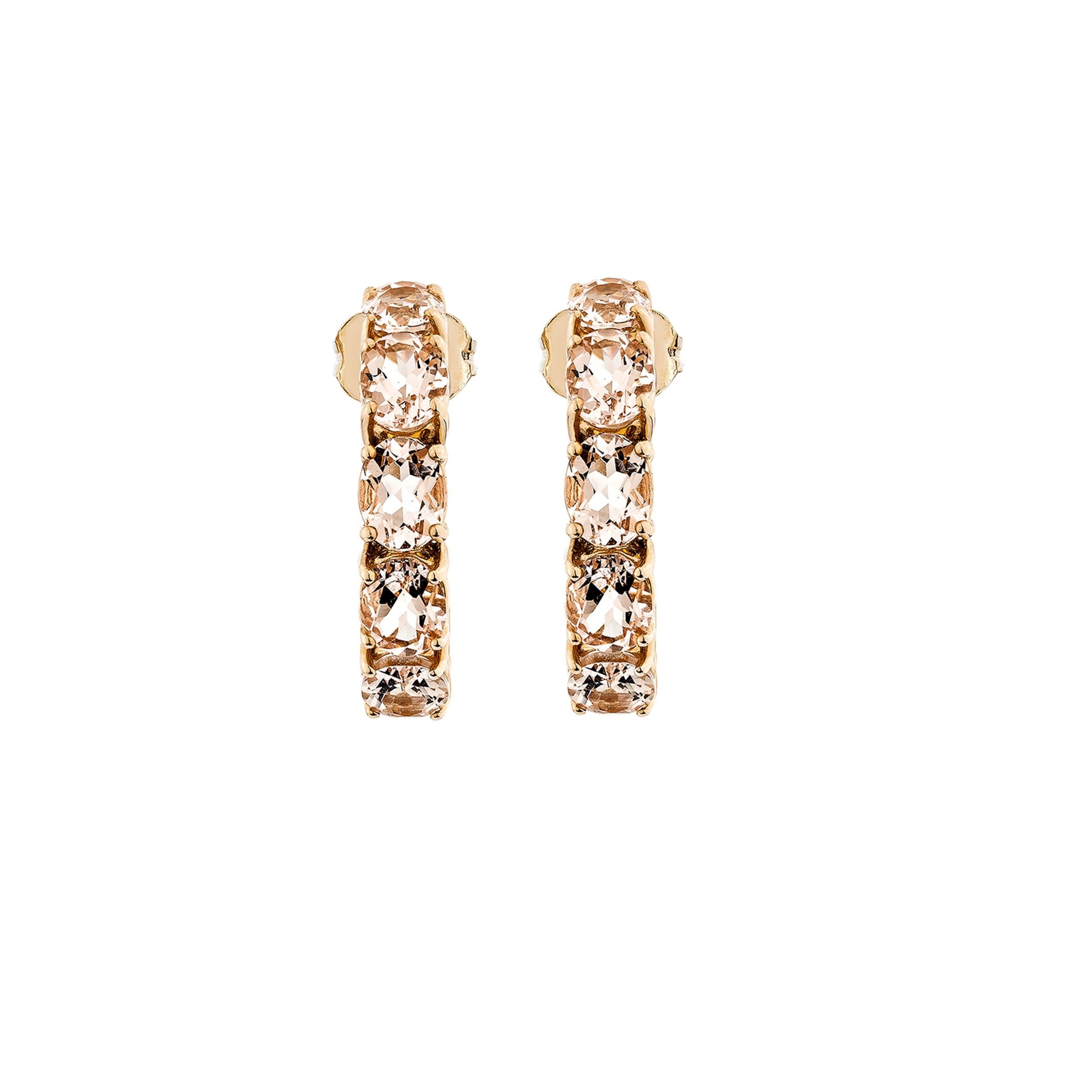 Contemporaneo Sunita Nahata Morganite 5.16ct. Orecchini a cerchio in oro rosa 14 carati. in vendita