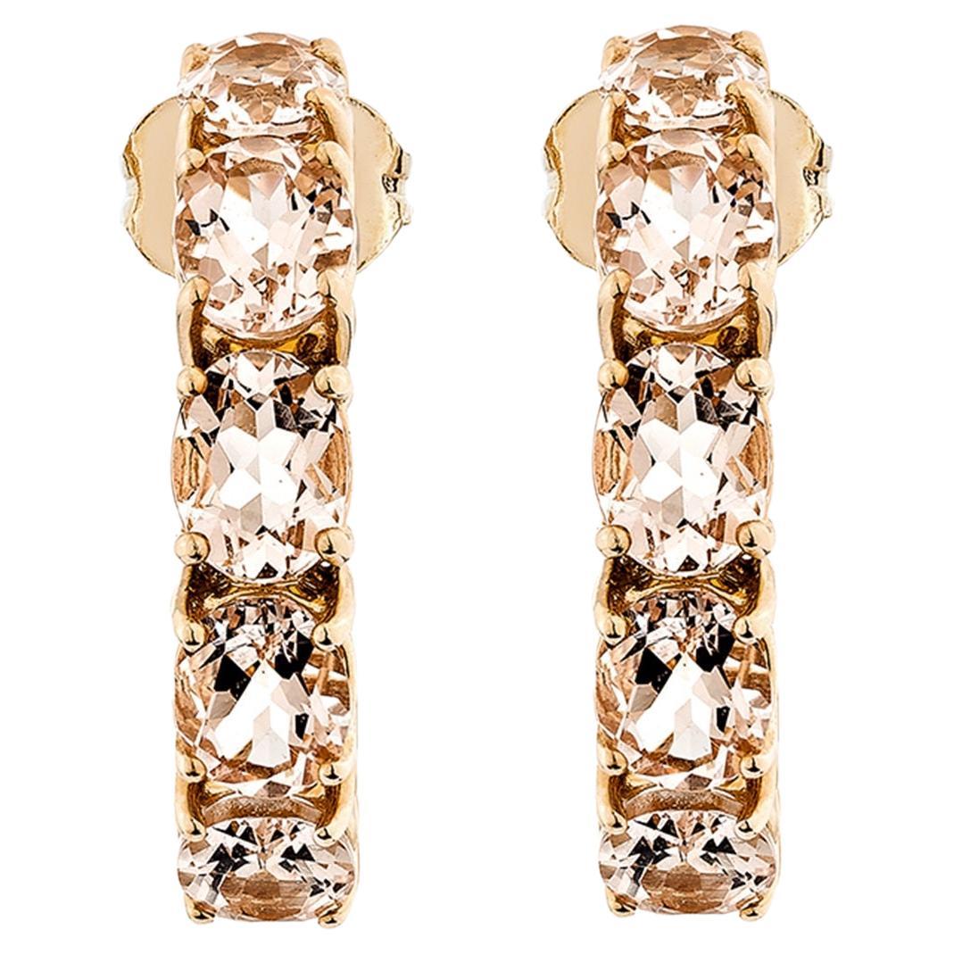 Sunita Nahata Morganite 5.16ct. Hoops Earrings in 14Karat Rose Gold.
