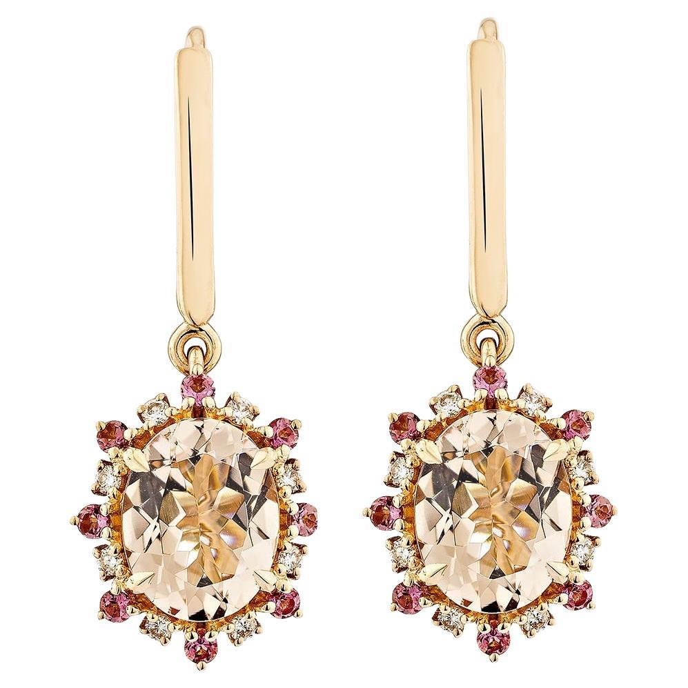 Sunita Nahata Morganit & Turmalin 3.53ct. Ohrringe aus 14KRG mit Diamanten.