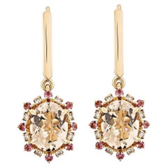 Sunita Nahata Morganit & Turmalin 3.53ct. Ohrringe aus 14KRG mit Diamanten.