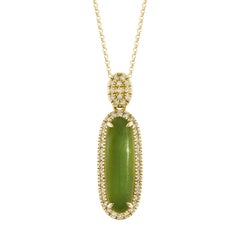 Sunita Nahata Nephrite Jade 4.61ct. Pendant in 14Karat Yellow Gold with Diamond.
