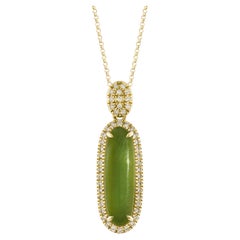Sunita Nahata Nephrite Jade 4.61ct. Pendant in 14Karat Yellow Gold with Diamond.