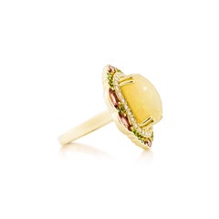 Sunita Nahata Opal, Tsavorite & Tourmaline 4.68ct. Ring in 18KYG with Diamond.