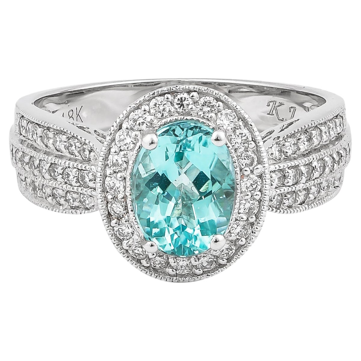 Sunita Nahata Paraiba 1.40 carats Bague en or blanc 18 carats avec diamant blanc.