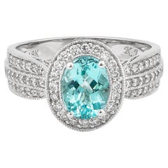 Sunita Nahata Paraiba 1.40 carats Bague en or blanc 18 carats avec diamant blanc.