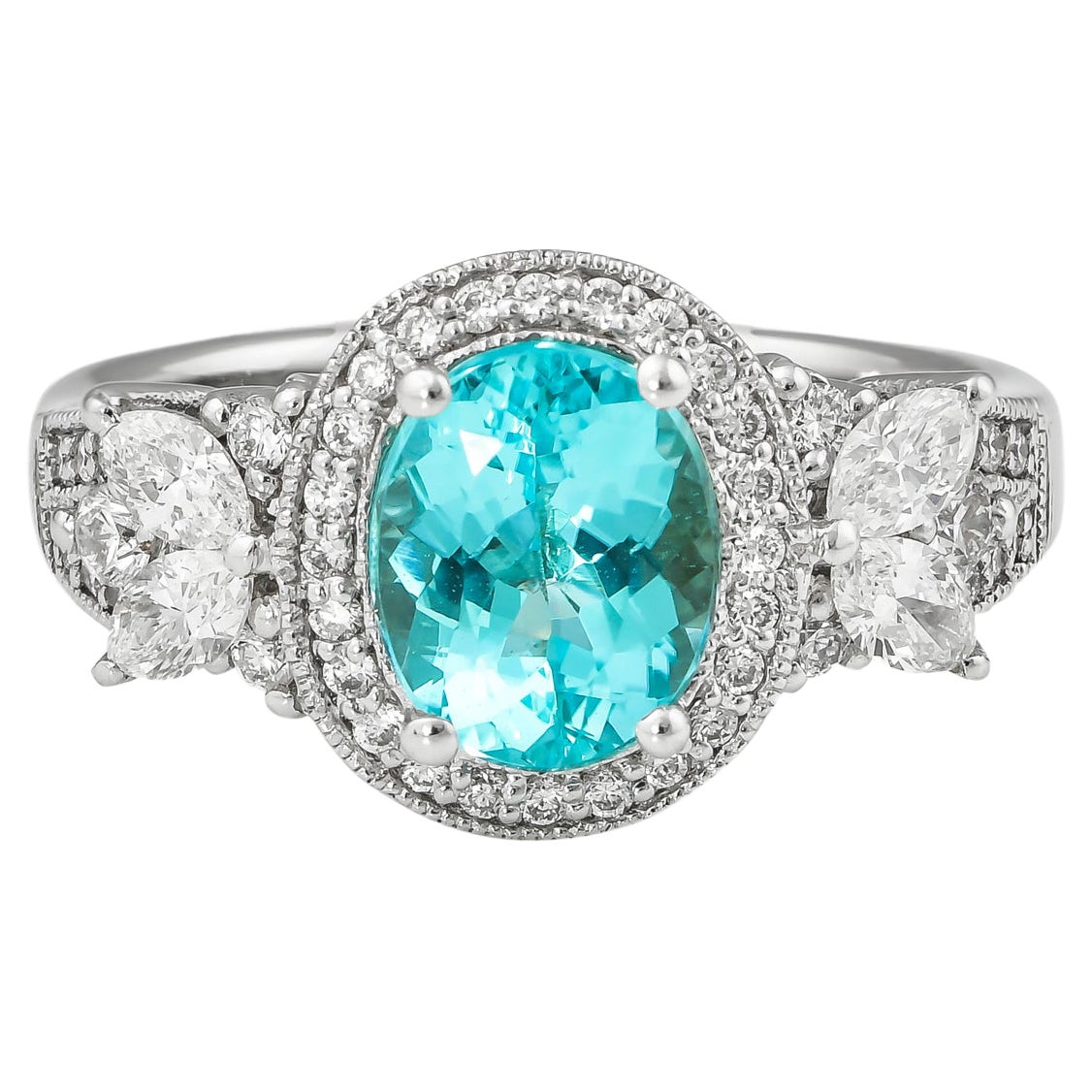 Sunita Nahata Paraiba 1.70 carats Bague en or blanc 18 carats avec diamant blanc. en vente