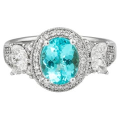 Sunita Nahata Paraiba 1.70 carats Bague en or blanc 18 carats avec diamant blanc.