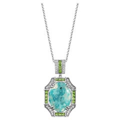 Sunita Nahata Paraiba 8.17ct. Pendant in 18KWG with Tsavorite and Diamond.