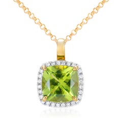 Sunita Nahata Peridot 2.33ct. Pendant in 18KYG with White Diamond.