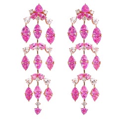 Sunita Nahata saphir rose 14.40 carats Boucles d'oreilles en or rose 18 carats et diamants.