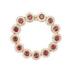 Sunita Nahata Pink Tourmaline & Pearl 16.44ct. Bracelet in 18KYG with Diamond.