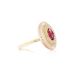 Sunita Nahata Pink Tourmaline & Pearl 1.90ct. Fancy Ring in 18KYG with Diamond.