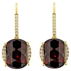 Sunita Nahata Red Garnet 16.44ct. Earrings in 14KYG with Diamond.