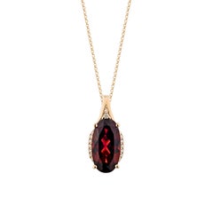 Sunita Nahata Red Garnet 5.55ct. Pendant in 14KRG with White Diamond.