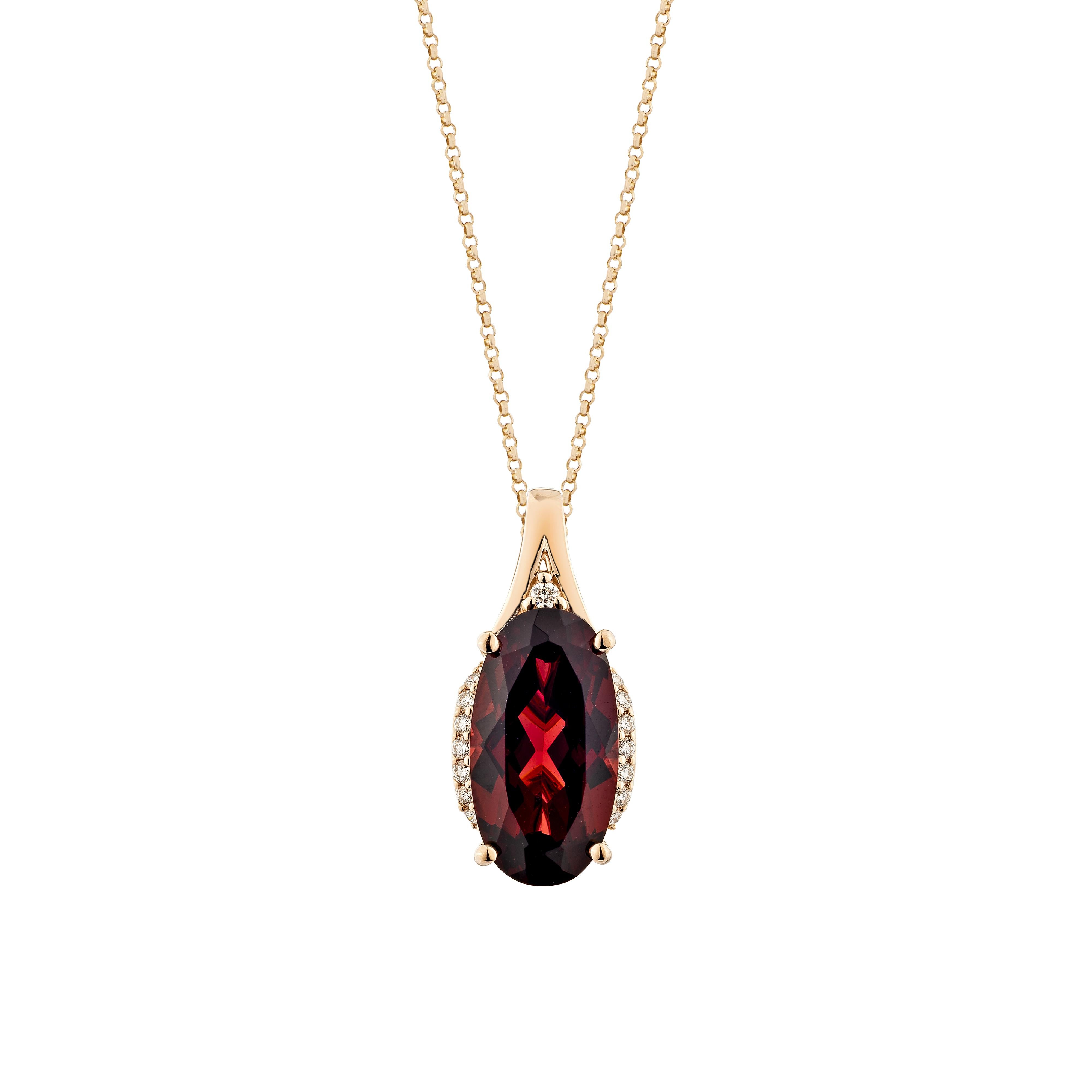 Contemporaneo Granato rosso Sunita Nahata 5.55ct. Ciondolo in 14KRG con diamante bianco. in vendita